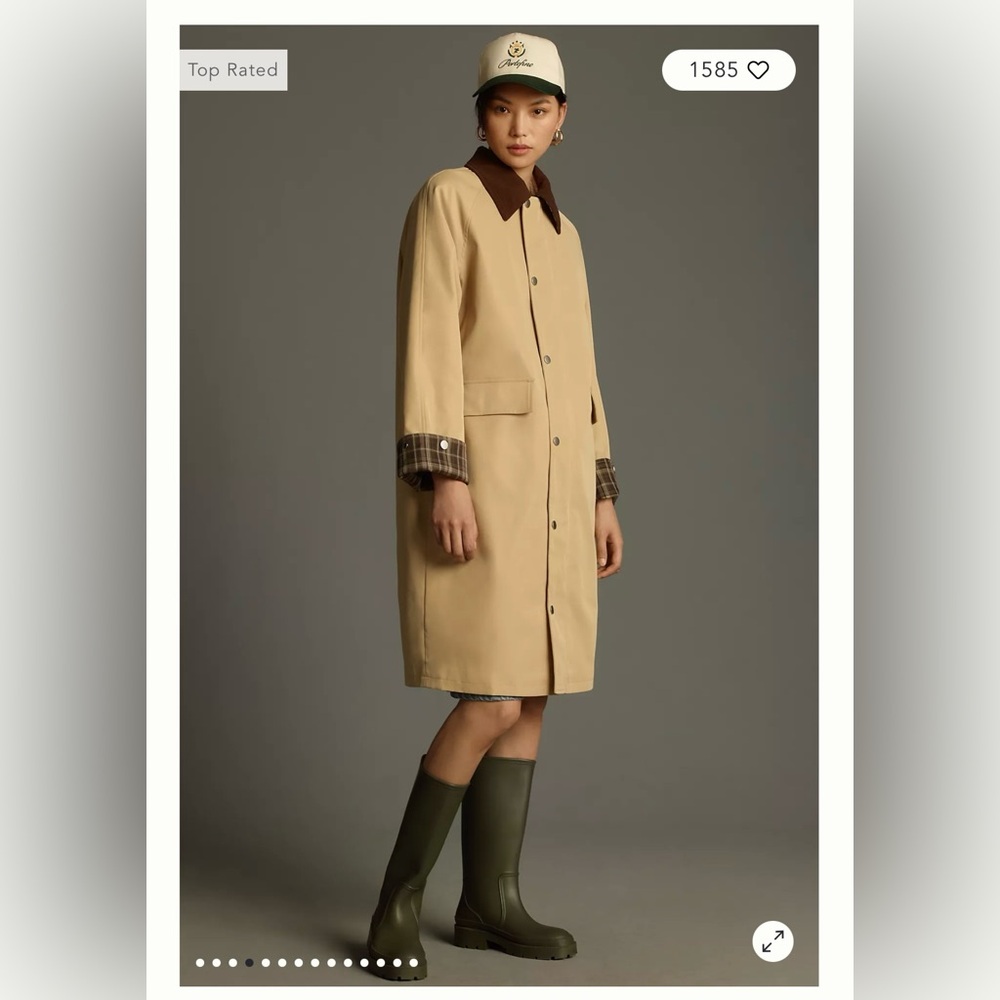 Maeve Anthropology Heritage Long Trench Coat Brown Collar medium Large?